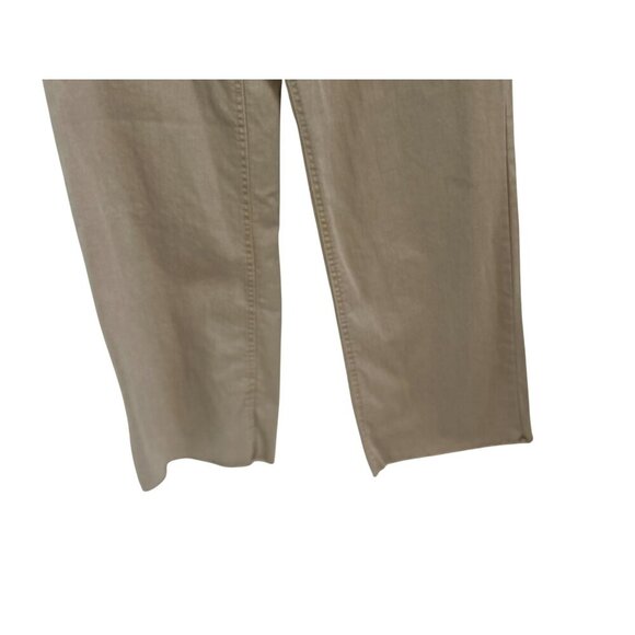 Oat High-Waisted Wide-Leg Jeans Khaki Color Pants With Frayed Hem - Picture 4 of 9